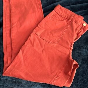 * Sold* Vibrant Reddish Orange Straight Leg Crop Stretchy